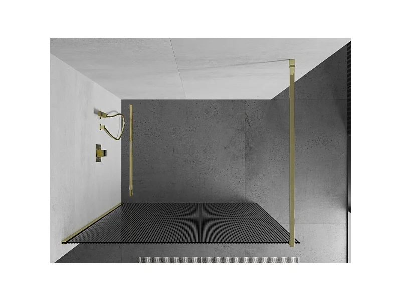 Mexen Kioto paroi de douche Walk-in 90 x 200 cm, stries 8 mm, or - 800-090-101-50-09