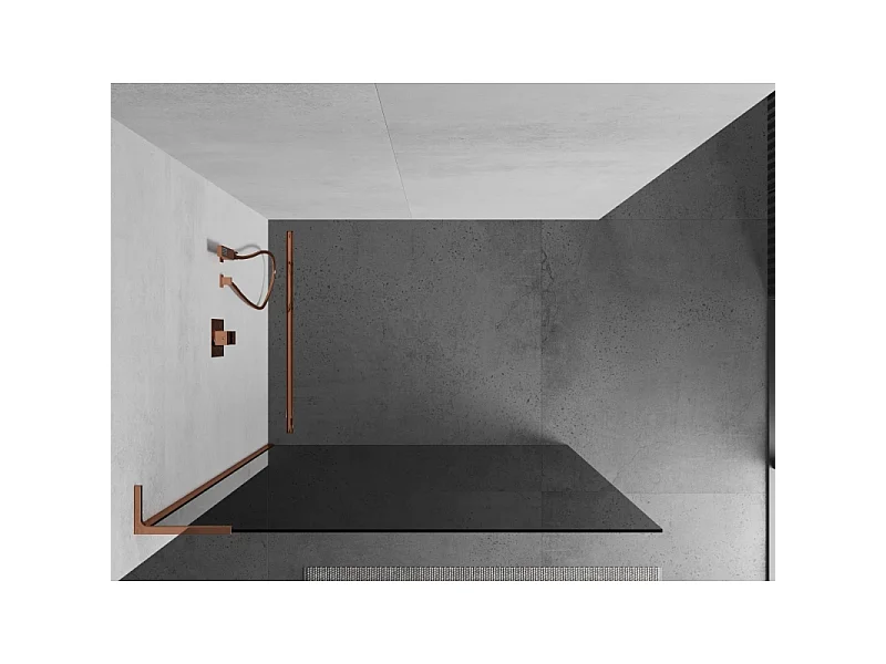 Mexen Kioto L Panel de Ducha Walk-in 100 x 200 cm, grafito, oro rosa - 800-100-103-60-40