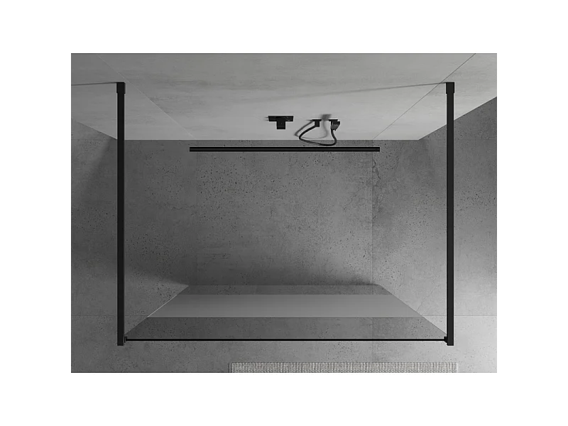 Mexen Kioto muro de ducha independiente 100 x 200 cm, transparente/escarcha 8 mm, negro - 800-100-002-70-35