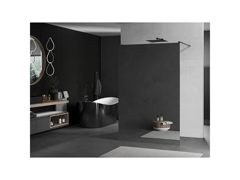 Mexen Kioto paroi de douche autoportante 120 x 200 cm, miroir 8 mm, gun gray brossé - 800-120-002-66-50