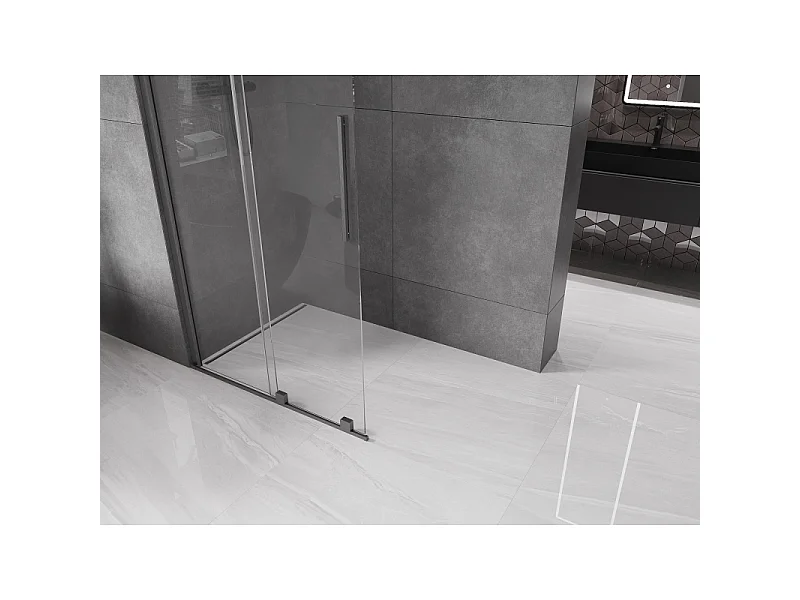 Mexen Velar raztezna tuš stena Walk-in 100 x 200 cm, prozorna 8 mm, brušena pištolsko siva - 871-100-000-03-66