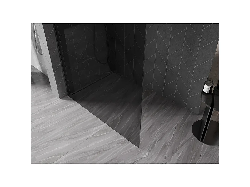Mexen Kioto-X Walk-in Shower Wall 120 x 200 cm, graphite 10 mm, brushed gun gray - 800-120-101-66-40-X