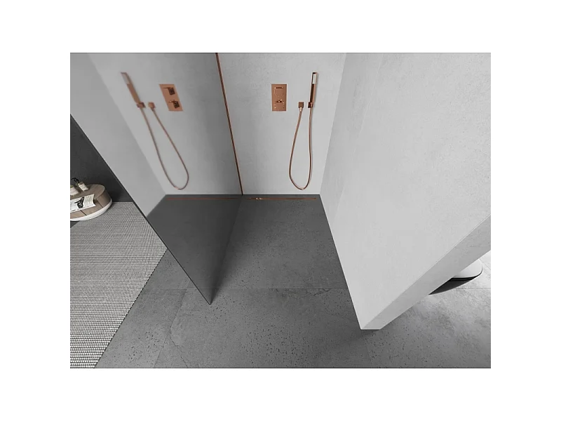 Mexen Kioto L paroi de douche Walk-in 110 x 200 cm, miroir, or rose - 800-110-103-60-50