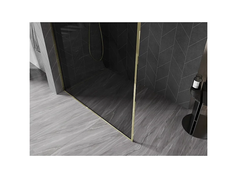 Mexen Kioto-XF Tuš pregrada Walk-in z okvirjem 100 x 202 cm, grafit 10 mm, zlata - 800-100-104-50-40-X