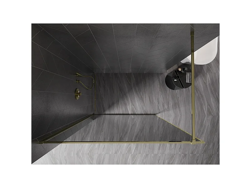 Mexen Kioto-XF Tuš pregrada Walk-in z okvirjem 100 x 202 cm, grafit 10 mm, zlata - 800-100-104-50-40-X