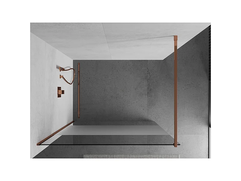 Mexen Kioto paroi de douche Walk-in 100 x 200 cm, transparent/givre 8 mm, or rose - 800-100-101-60-35