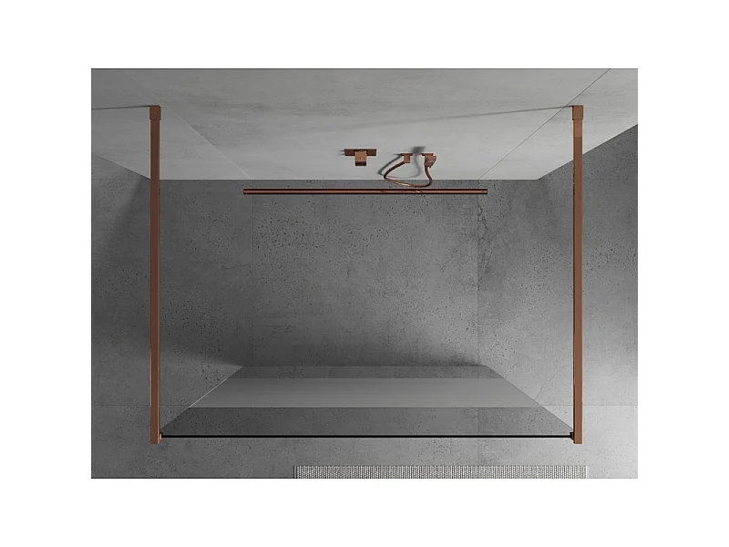 Mexen Kioto paroi de douche autoportante 120 x 200 cm, transparent/verre dépoli 8 mm, or rose - 800-120-002-60-35
