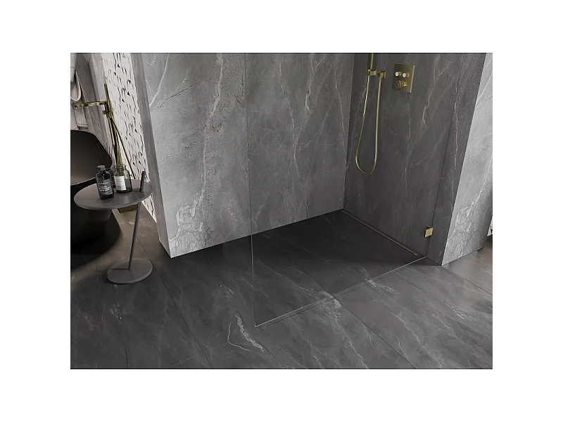 Mexen Lunar paroi de douche Walk-in droite 160 x 200 cm, transparent 8 mm, or - 830-160-000-50-00-P