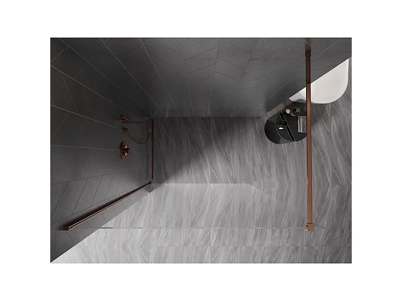 Mexen Kioto-X brusevæg Walk-in 130 x 200 cm, transparent 10 mm, rosa guld - 800-130-101-60-00-X