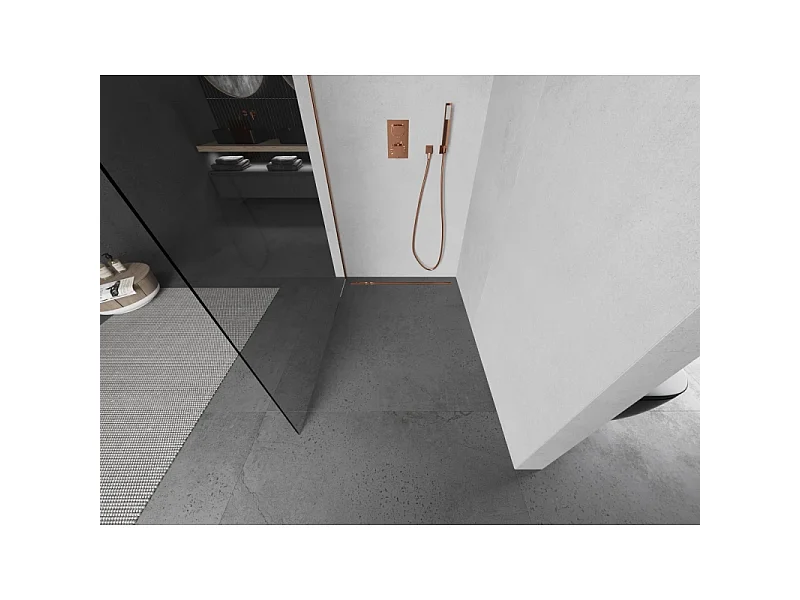 Mexen Kioto L paroi de douche Walk-in 105 x 200 cm, transparent, cuivre brossé - 800-105-103-65-00