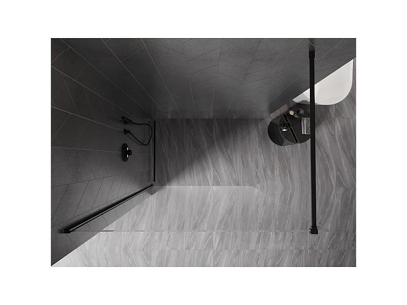 Mexen Kioto-X douchewand walk-in 90 x 200 cm, transparant 10 mm, zwart - 800-090-101-70-00-X