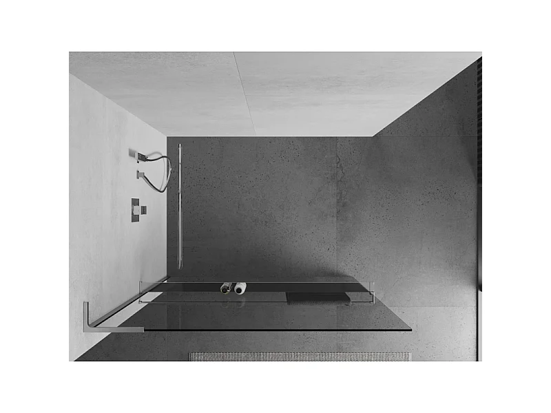 Mexen Kioto+ L paroi de douche avec étagère Walk-in 85 x 200 cm, transparent, chrome - 800-085-123-01-00