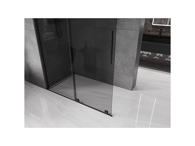 Mexen Velar douchewand schuifdeur Walk-in 160 x 200 cm, grafiet 8 mm, zwart - 871-160-000-43-70