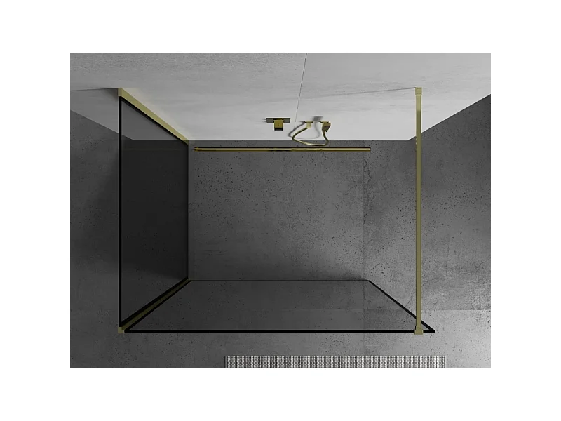 Mexen Kioto paroi de douche Walk-in 120 x 80 cm, cadre noir, doré - 800-120-212-50-70-080