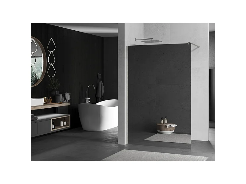 Mexen Kioto paroi de douche Walk-in 70 x 200 cm, miroir 8 mm, nickel brossé - 800-070-101-97-50