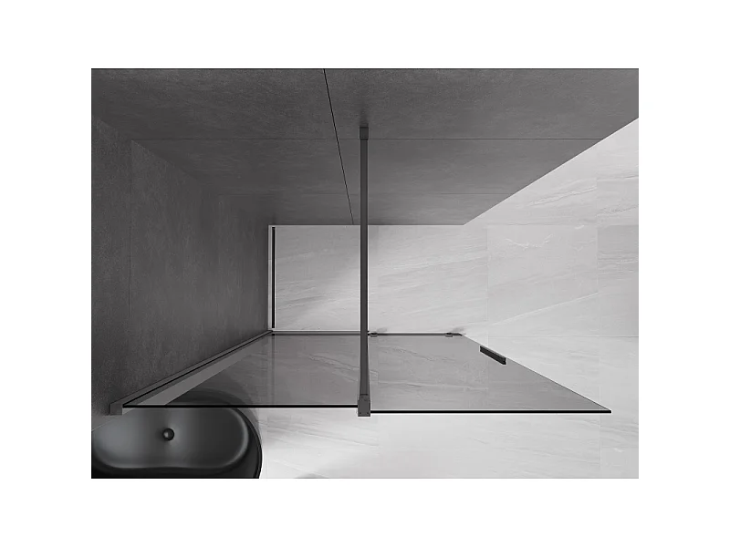 Mexen Velar Walk-in Shower Wall 130 x 200 cm, Graphite 8 mm, Gun Metal - 871-130-000-43-95