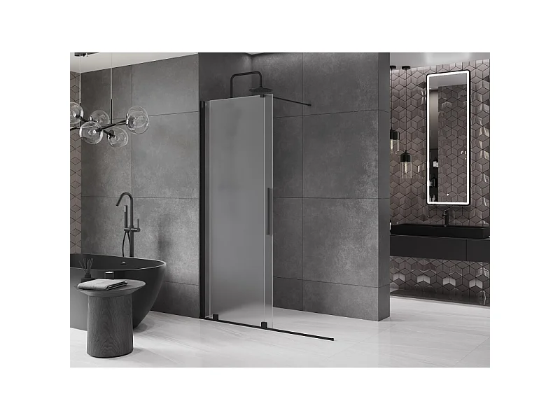Mexen Velar Walk-in Shower Screen 140 x 200 cm, Frosted 8 mm, Black - 871-140-000-33-70