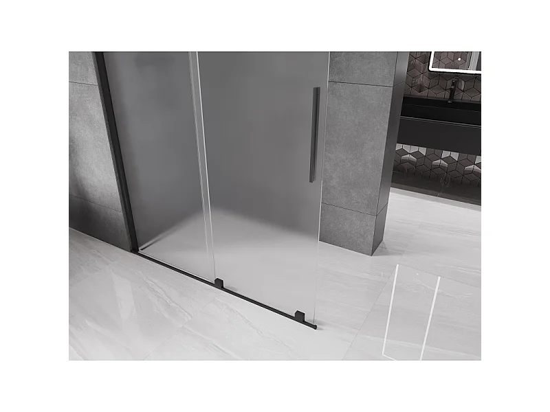 Mexen Velar Walk-in Shower Screen 140 x 200 cm, Frosted 8 mm, Black - 871-140-000-33-70
