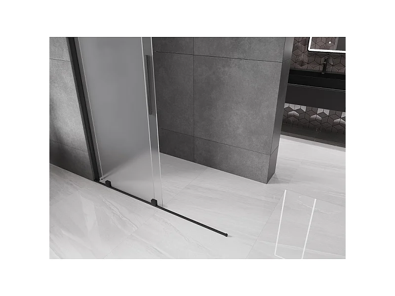 Mexen Velar Walk-in Shower Screen 140 x 200 cm, Frosted 8 mm, Black - 871-140-000-33-70