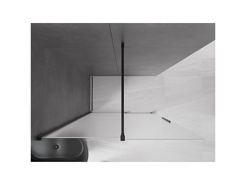 Mexen Velar Walk-in Shower Screen 140 x 200 cm, Frosted 8 mm, Black - 871-140-000-33-70