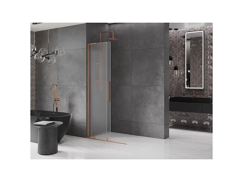 Mexen Velar L paroi de douche coulissante Walk-in 120 x 200 cm, givrée 8 mm, cuivre brossé - 871-120-003-33-65