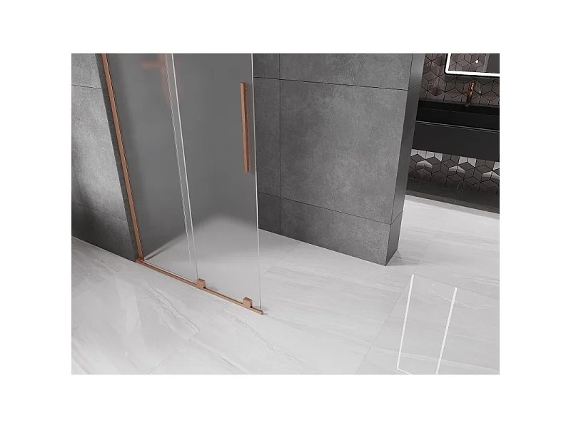 Mexen Velar L paroi de douche coulissante Walk-in 120 x 200 cm, givrée 8 mm, cuivre brossé - 871-120-003-33-65