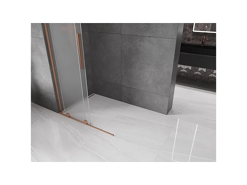 Mexen Velar L paroi de douche coulissante Walk-in 120 x 200 cm, givrée 8 mm, cuivre brossé - 871-120-003-33-65