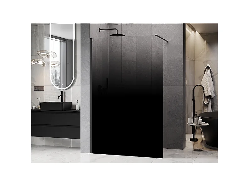 Mexen Kioto paroi de douche Walk-in 80 x 200 cm, ombre noire 8 mm, noire - 800-080-101-70-76