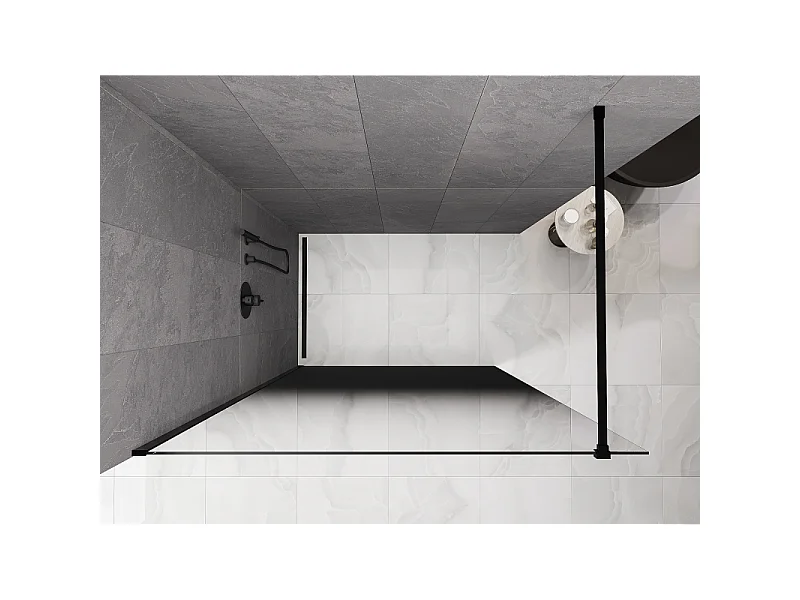 Mexen Kioto paroi de douche Walk-in 80 x 200 cm, ombre noire 8 mm, noire - 800-080-101-70-76