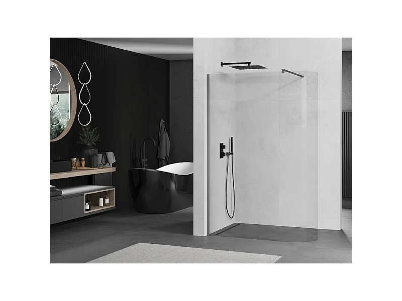 Mexen Kioto-R rund brusevæg Walk-in 140 x 200 cm, transparent 8 mm, kanon metal - 800-140-101-95-06