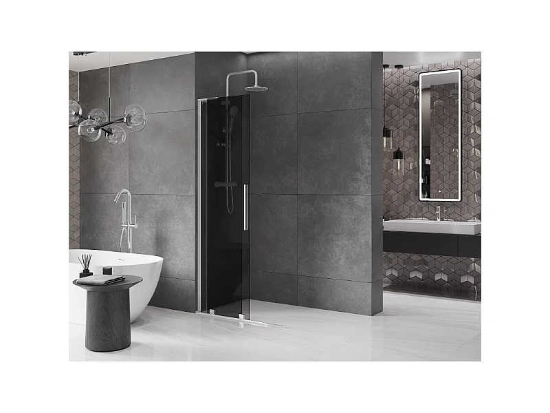 Mexen Velar L paroi de douche coulissante Walk-in 120 x 200 cm, graphite 8 mm, chrome - 871-120-003-43-01