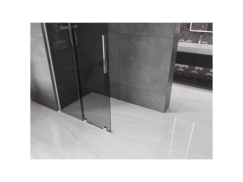 Mexen Velar L paroi de douche coulissante Walk-in 120 x 200 cm, graphite 8 mm, chrome - 871-120-003-43-01