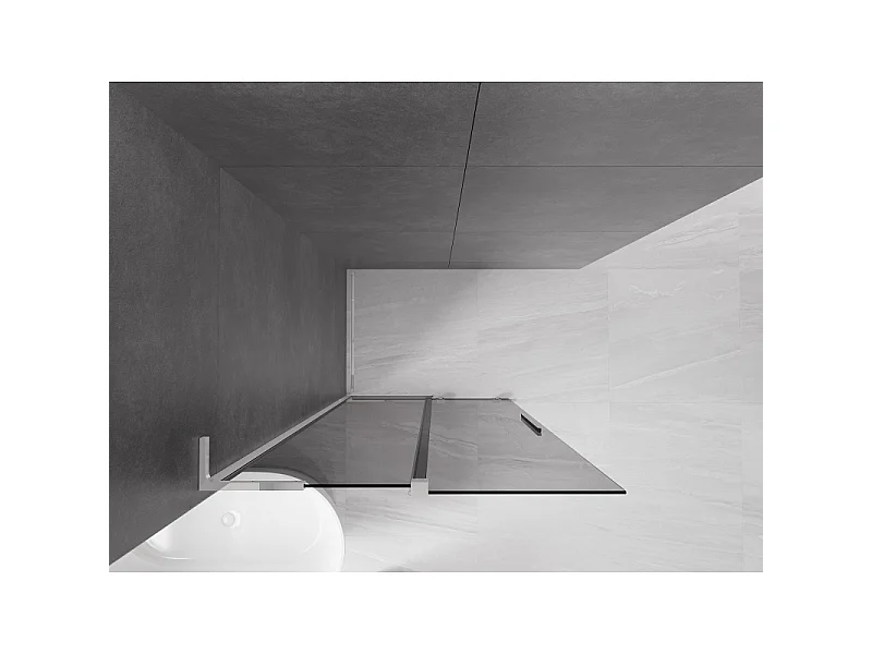 Mexen Velar L paroi de douche coulissante Walk-in 120 x 200 cm, graphite 8 mm, chrome - 871-120-003-43-01