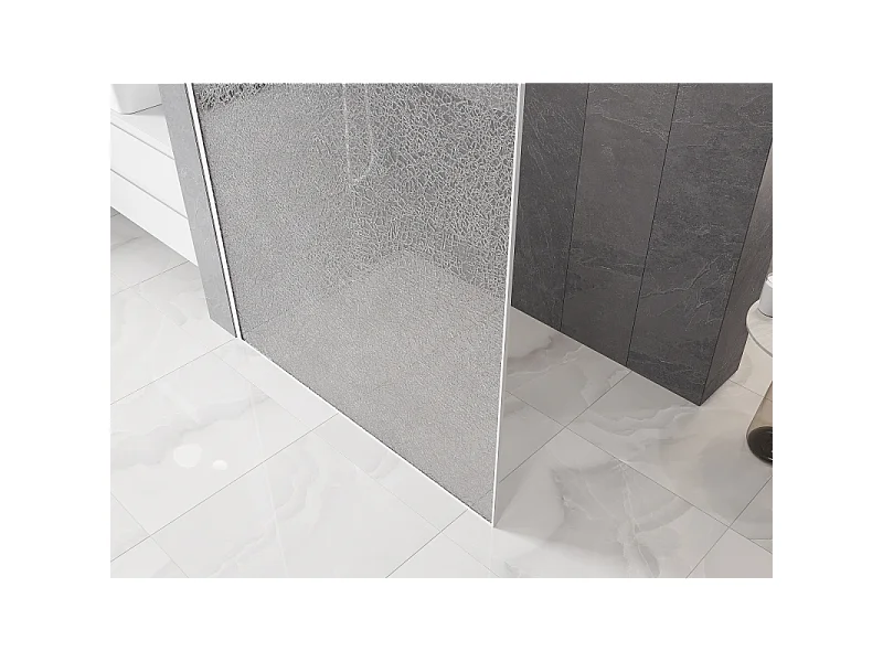 Mexen Kioto ścianka prysznicowa Walk-in 80 x 200 cm, crackle transparent 12 mm, biała - 800-080-101-20-04-X