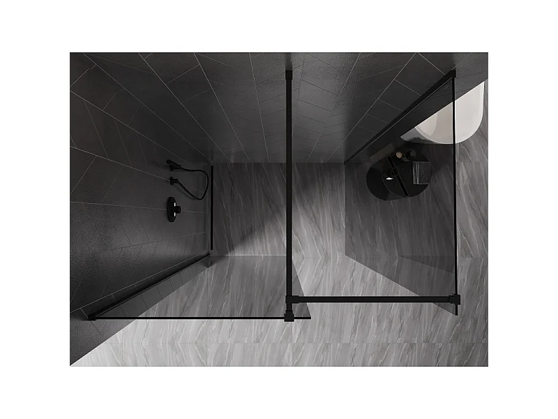 Mexen Kioto-X douchewand Walk-in 130 x 110 cm, transparant 10 mm, zwart - 800-130-202-70-00-110-X