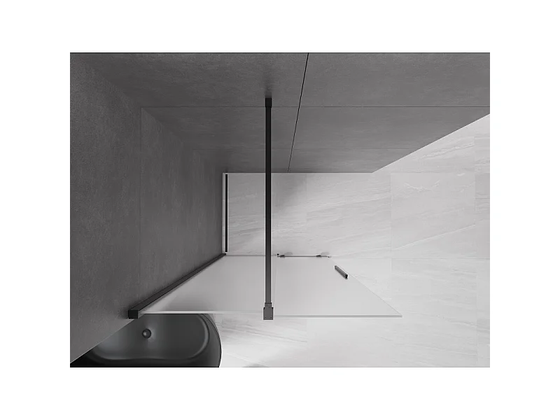 Mexen Velar drsna pršna stena Walk-in 80 x 200 cm, mat 8 mm, črna - 871-080-000-33-70