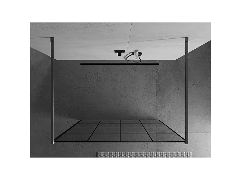 Mexen Kioto mampara de ducha independiente 140 x 200 cm, rejilla negra 8 mm, gris arma cepillado - 800-140-002-66-77