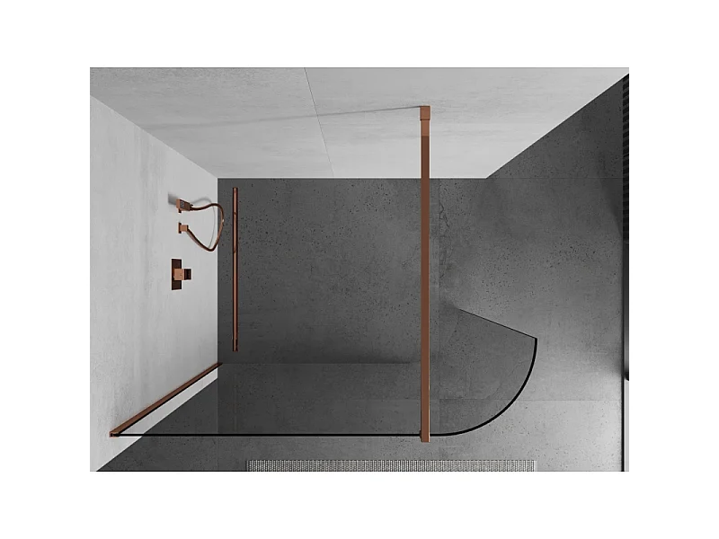 Mexen Kioto-R gewelfd douchepaneel Walk-in 160 x 200 cm, transparant 8 mm, roze goud - 800-160-101-60-06
