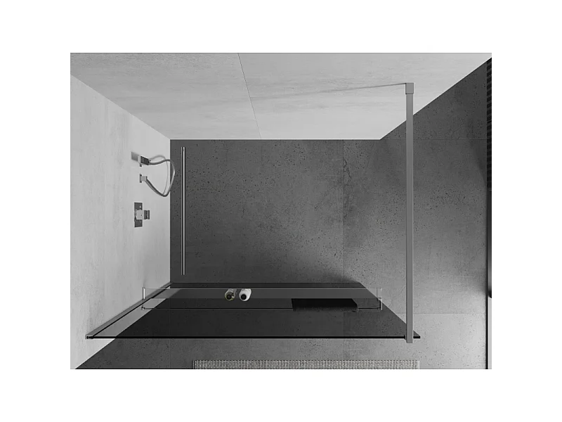 Mexen Kioto+ Duschwand mit Ablage Walk-in 90 x 200 cm, Graphit, Chrom - 800-090-121-01-40