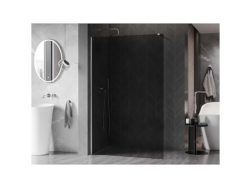 Mexen Kioto-X panneau de douche Walk-in 160 x 200 cm, graphite 10 mm, chrome - 800-160-101-01-40-X