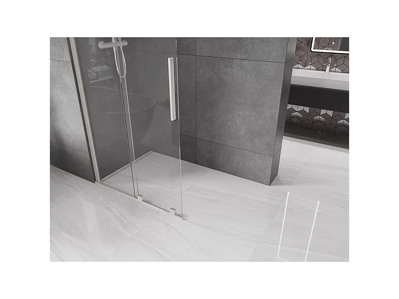 Mexen Velar sliding shower wall Walk-in 100 x 200 cm, transparent 8 mm, brushed nickel - 871-100-000-03-97