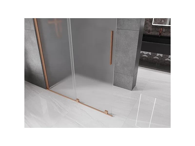 Mexen Velar Walk-in Shower Panel Sliding 140 x 200 cm, Frosted 8 mm, Brushed Bronze - 871-140-000-33-65