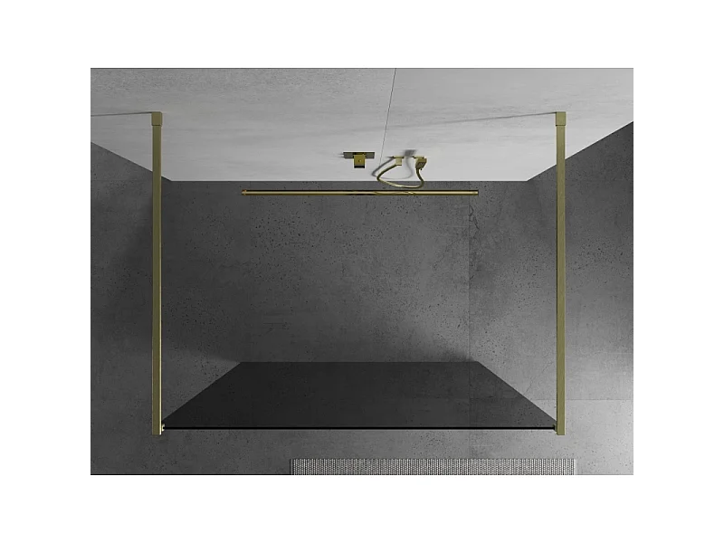 Mexen Kioto vrijstaande douchewand 110 x 200 cm, grafiet 8 mm, goud geborsteld - 800-110-002-55-40