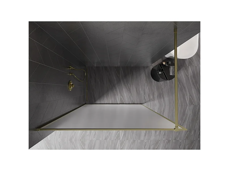Mexen Kioto-XF parede de duche do tipo Walk-in com moldura 90 x 202 cm, fosco 10 mm, dourado escovado - 800-090-104-55-30-X