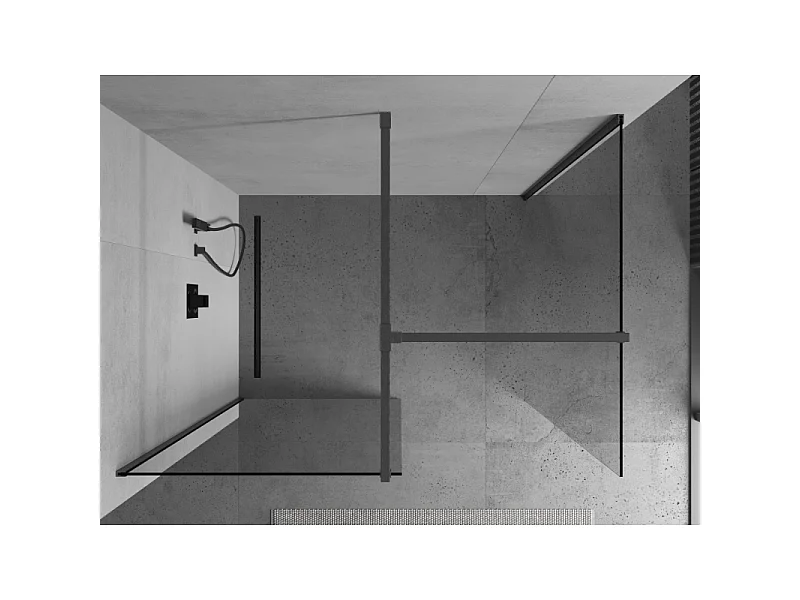 Mexen Kioto brusevæg Walk-in 75 x 70 cm, transparent, kanongrå børstet - 800-075-202-66-00-070