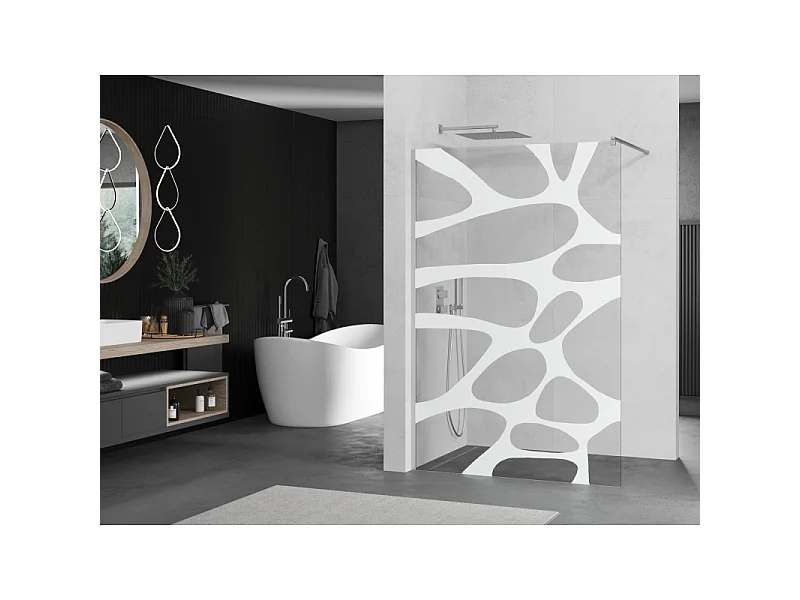 Mexen Kioto inloopdouchewand 100 x 200 cm, witte golf 8 mm, chroom - 800-100-101-01-97