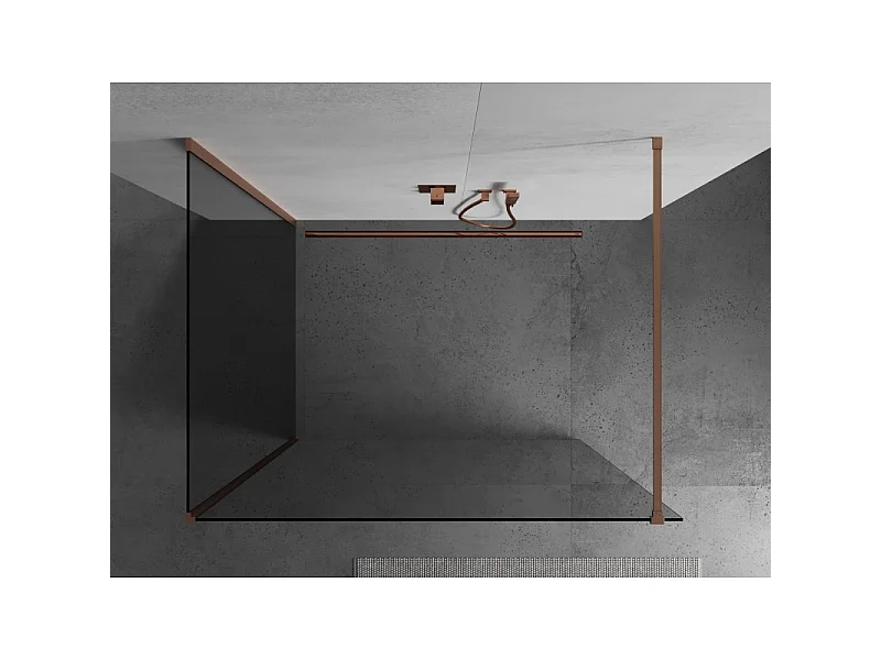 Mexen Kioto paroi de douche Walk-in 90 x 70 cm, transparent, cuivre brossé - 800-090-212-65-00-070
