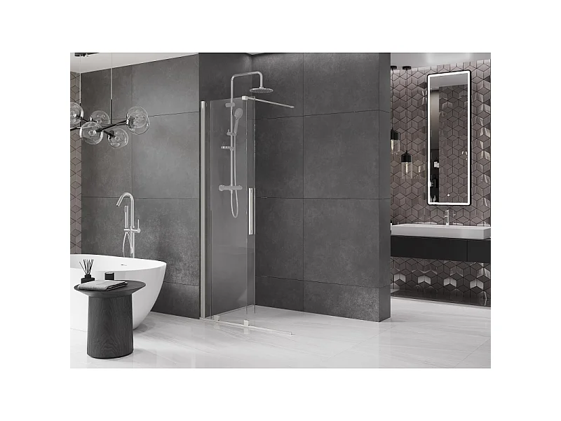 Mexen Velar sliding shower screen Walk-in 110 x 200 cm, transparent 8 mm, brushed nickel - 871-110-000-03-97