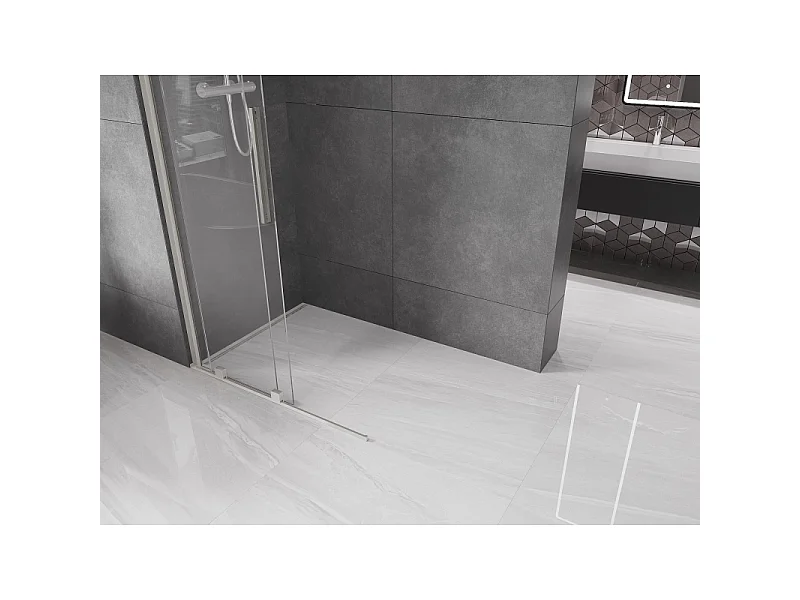 Mexen Velar sliding shower screen Walk-in 110 x 200 cm, transparent 8 mm, brushed nickel - 871-110-000-03-97
