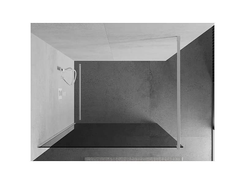 Mexen Kioto tuš stena Walk-in 80 x 200 cm, grafit 8 mm, bela - 800-080-101-20-40